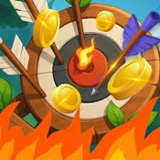 Forest Aim archery gameplay showing target with bullseye and combo multipliers